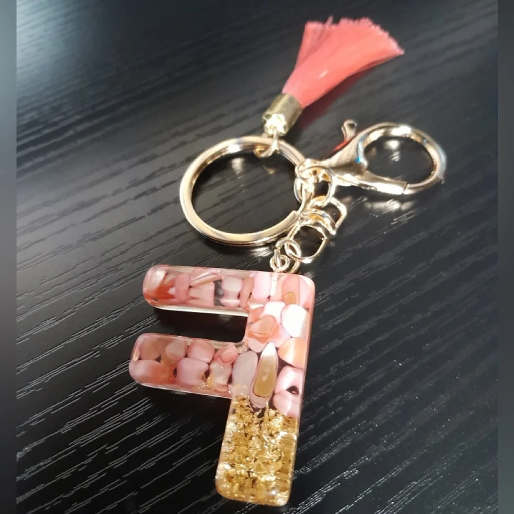 Initial Keychain with Tassel / Bag Charm “F” NIP